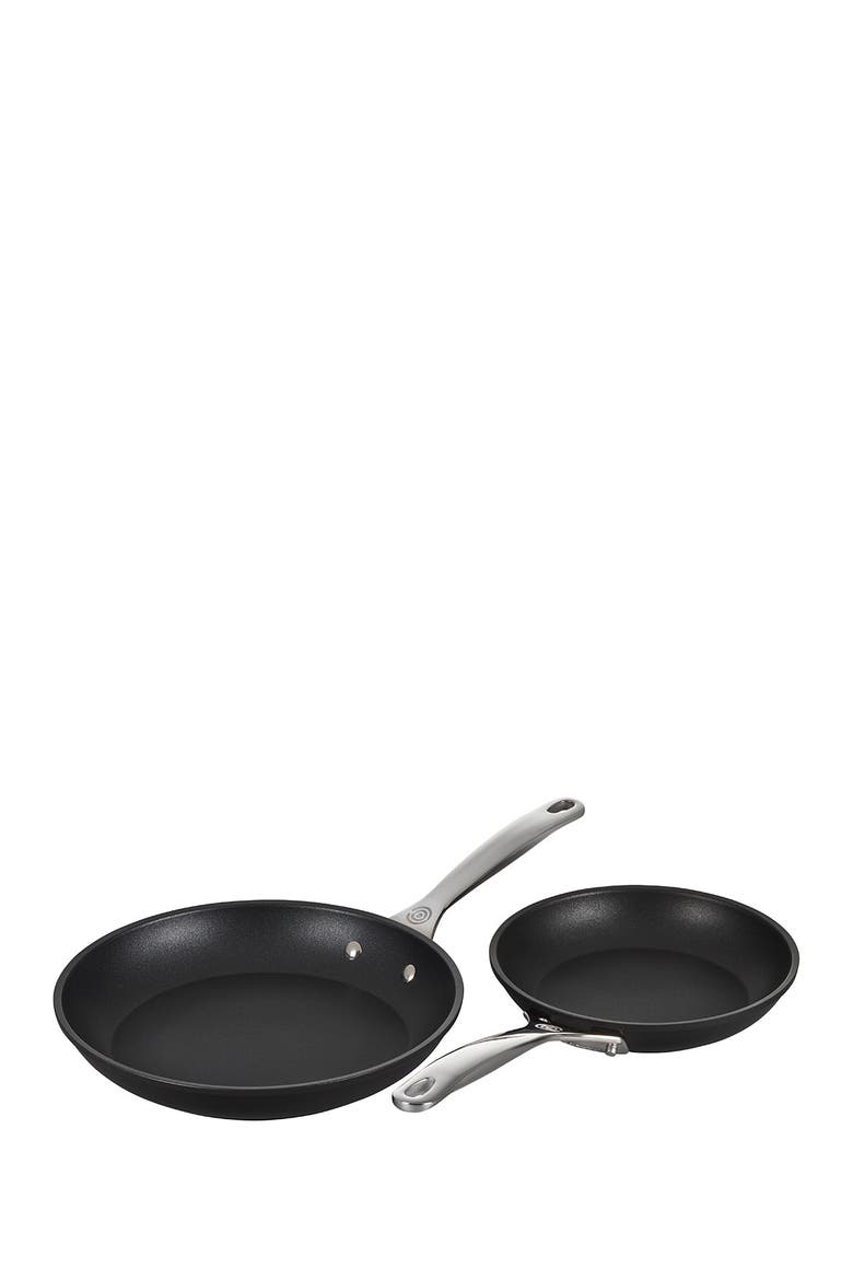 Set of 2 Toughened Nonstick PRO Fry Pans, Alternate, color, BLACK