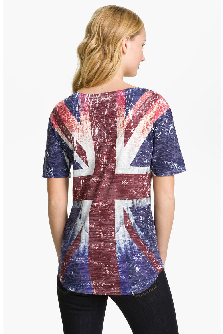 'Union Jack' V-Neck Tee, Alternate, color, BLUE