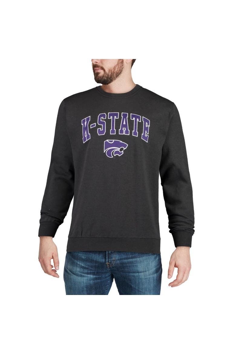 Men's Colosseum Charcoal Kansas State Wildcats Arch & Logo Crew Neck Sweatshirt, Alternate, color, Charcoal