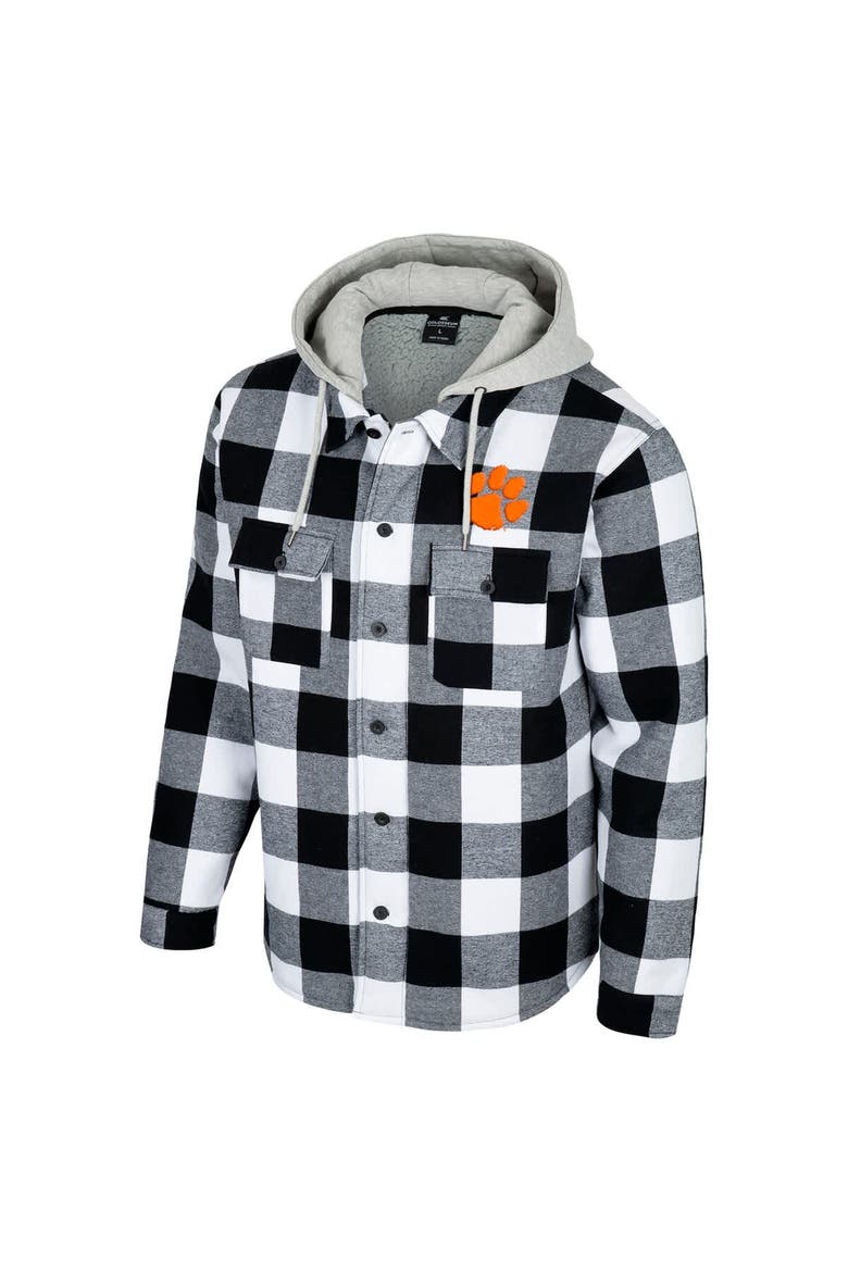 Men's Colosseum Black/White Clemson Tigers Buffalo Plaid Full-Zip Jacket, Alternate, color, Black