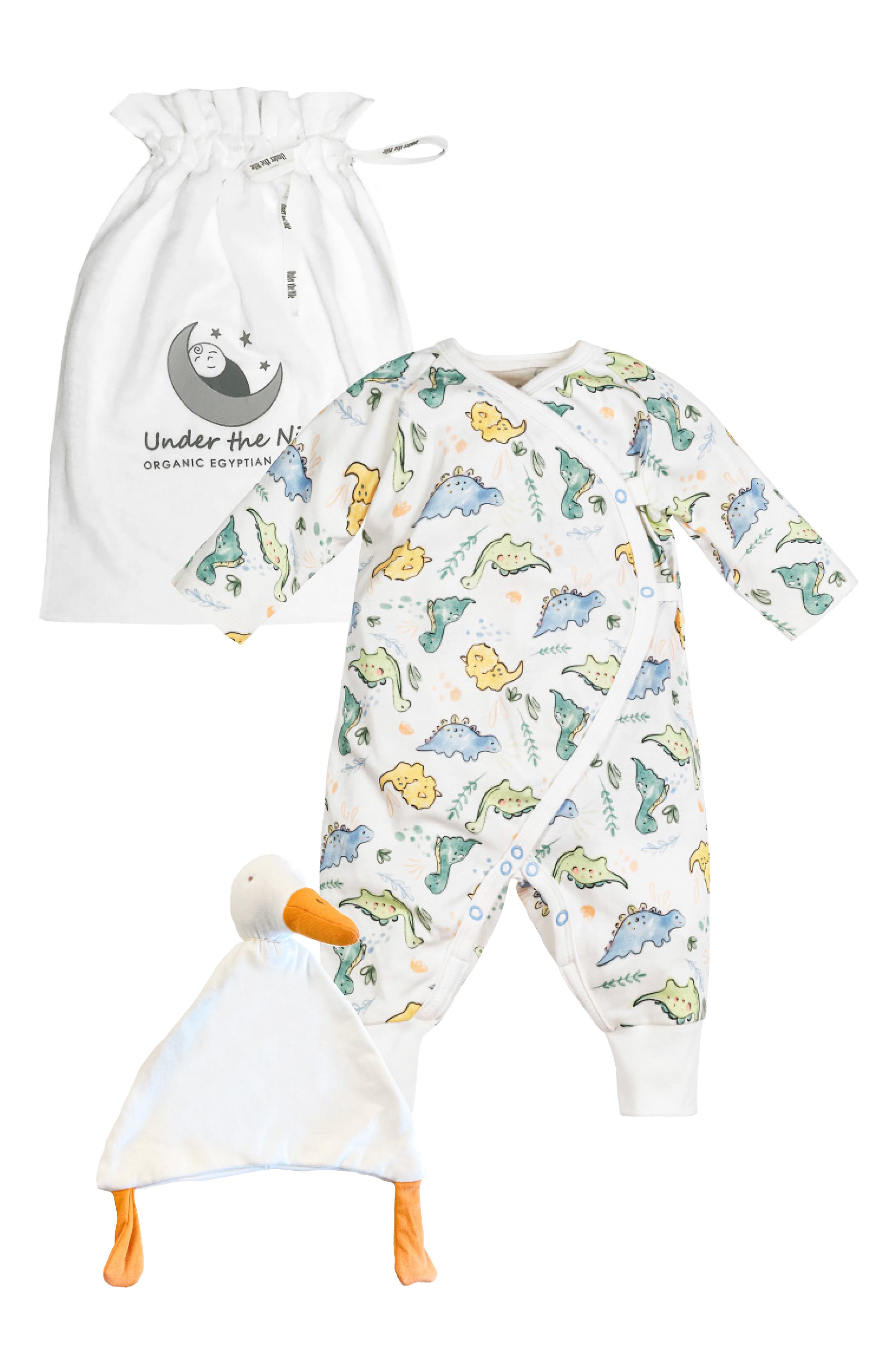 Under the Nile Dino Organic Cotton One-Piece Pajamas & Toy Set | Nordstrom
