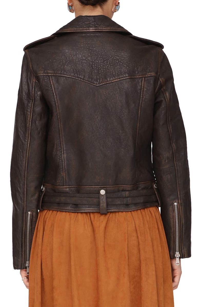 Avec Les Filles Relaxed Leather Moto Jacket, Alternate, color, Cognac