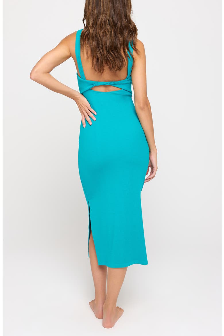 Valerie Twist Back Stretch Modal Rib Dress, Alternate, color, SURF