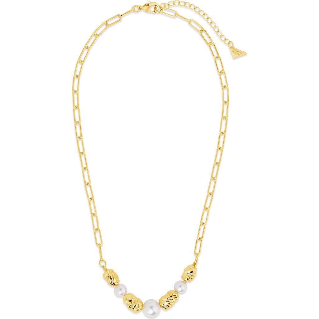 Sterling Forever Sylvie Cultured Pearl Paper Clip Chain Necklace