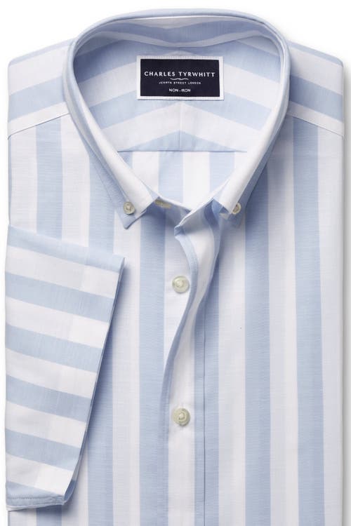 Charles Tyrwhitt Non-iron Stretch Poplin Slub Short Sleeve Shirt