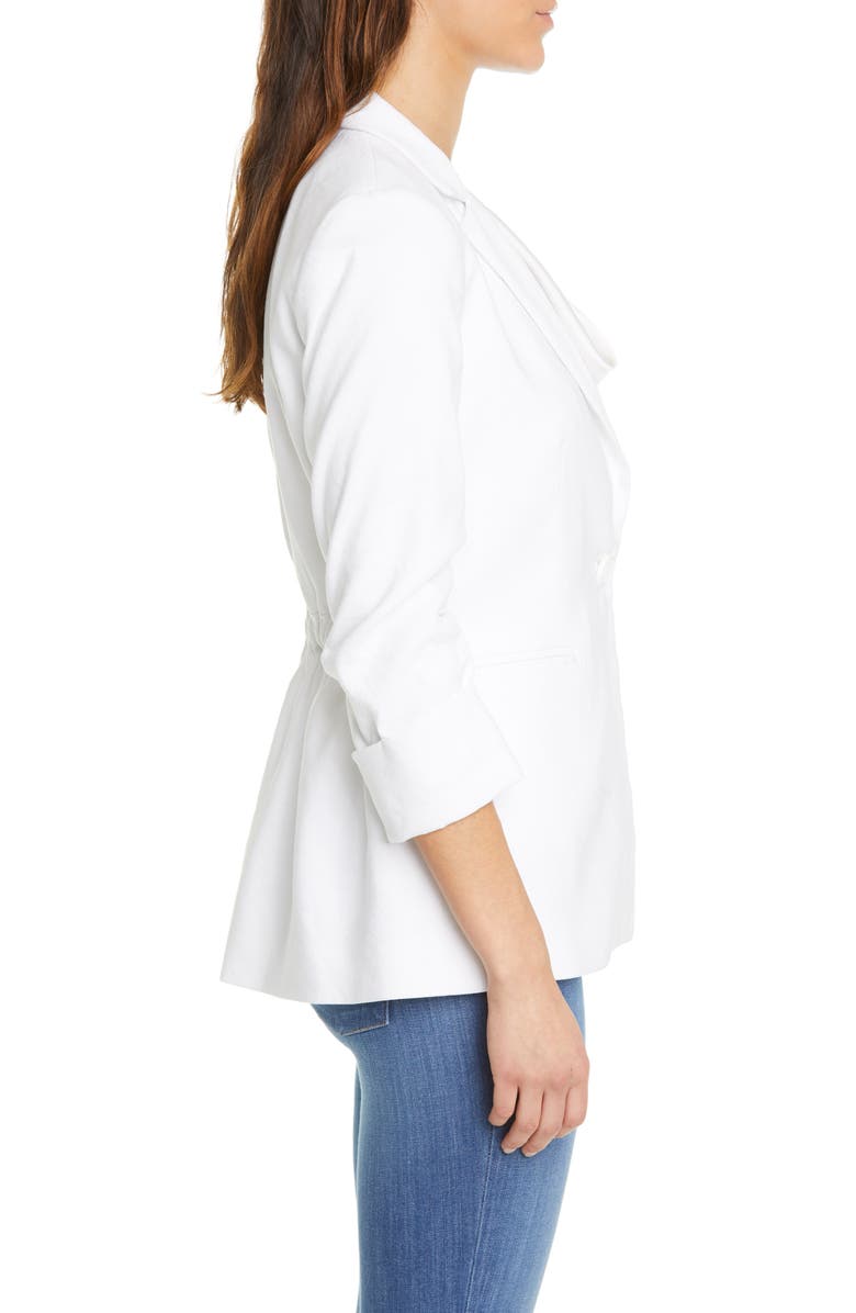 Alice + Olivia Jonelle Peplum Linen Blend Blazer, Alternate, color, 