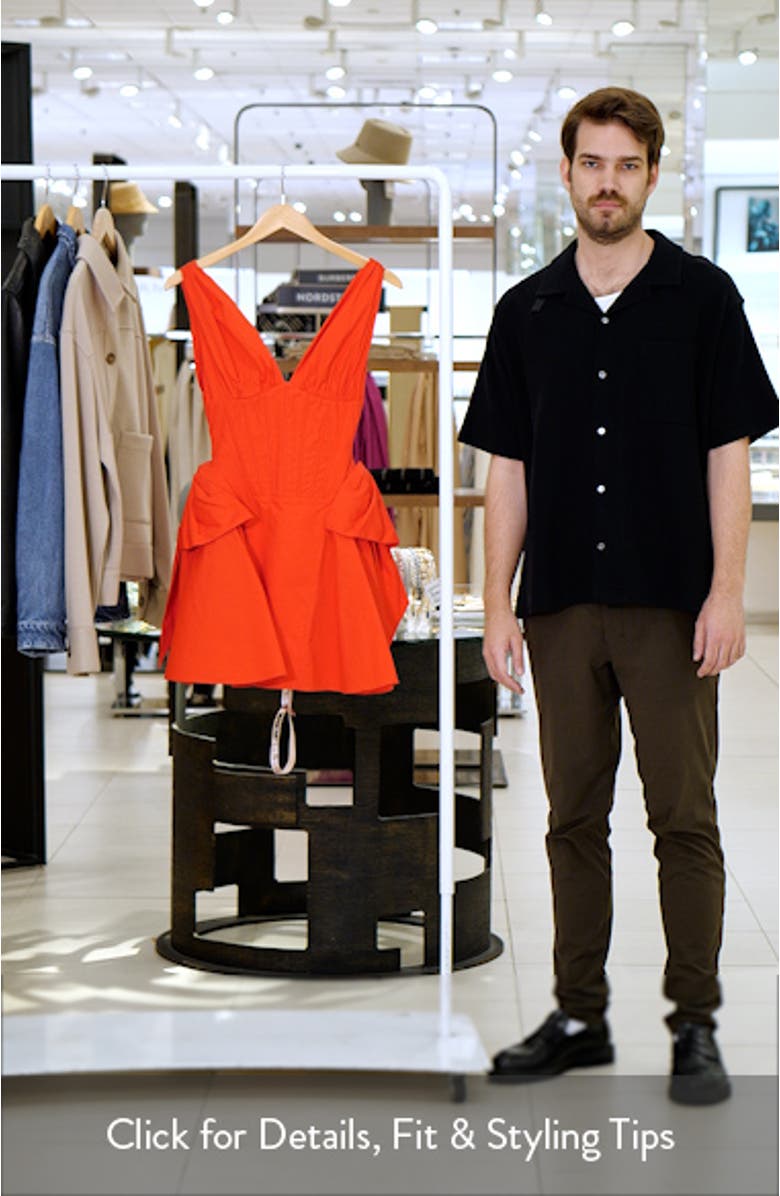 Amalia Bow Side Stretch Cotton Cocktail Minidress, sales video thumbnail