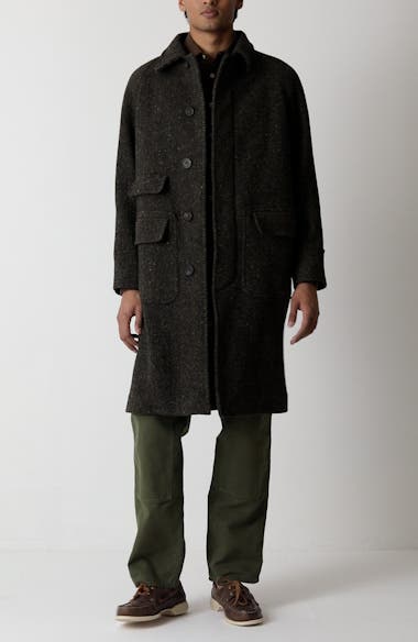 Drake's Wool Herringbone Tweed Overcoat | Nordstrom
