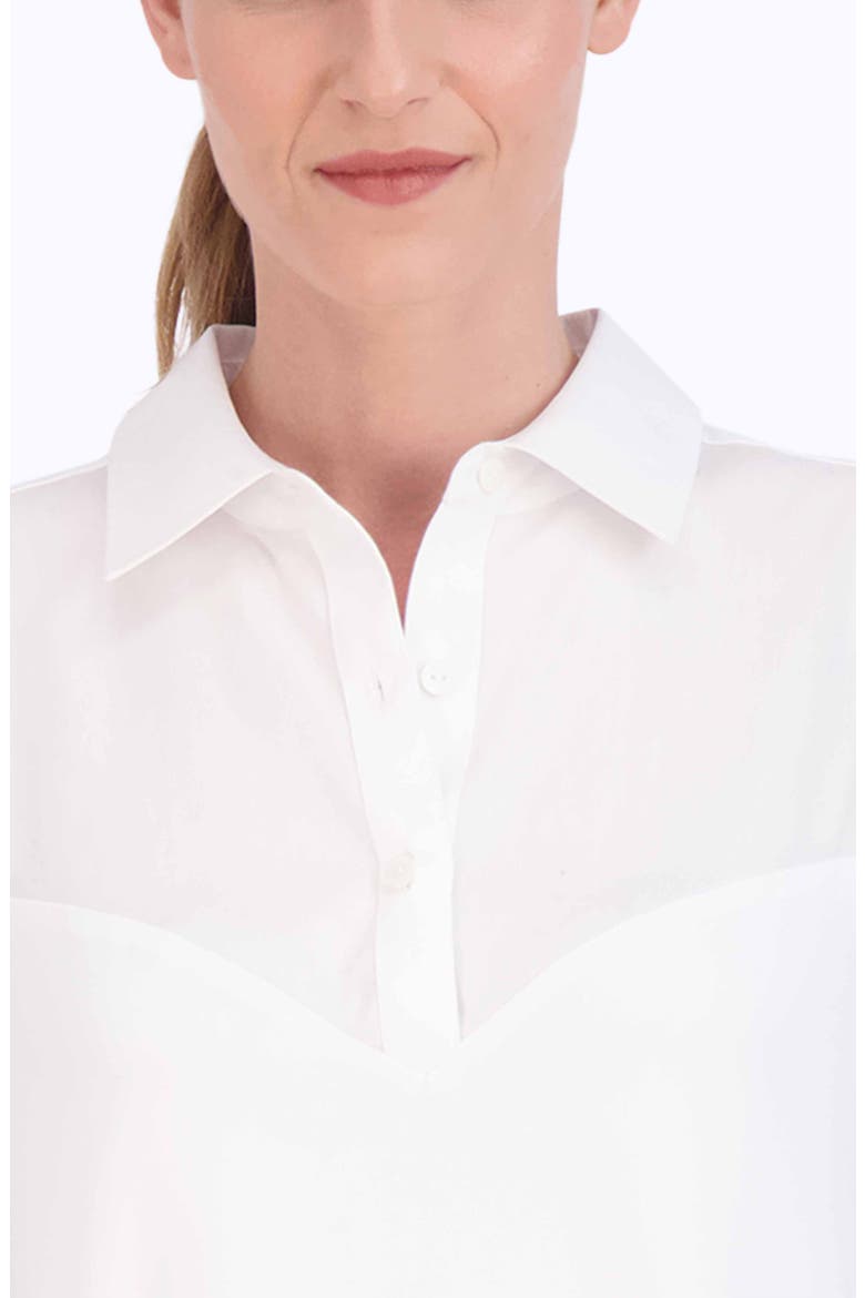 Sasha Mixed Media Sleeveless Layered Shirt, Alternate, color, WHITE