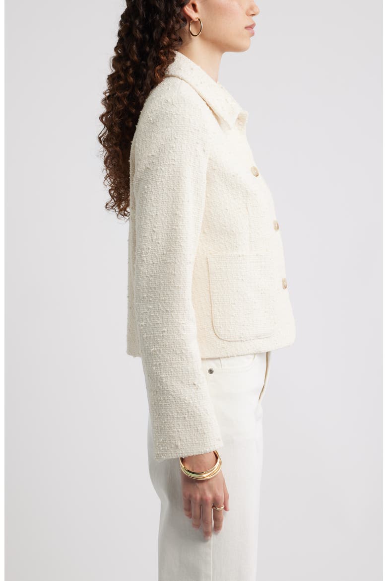 Tweed Crop Patch Pocket Jacket, Alternate, color, IVORY ANTIQUE TEXTURE