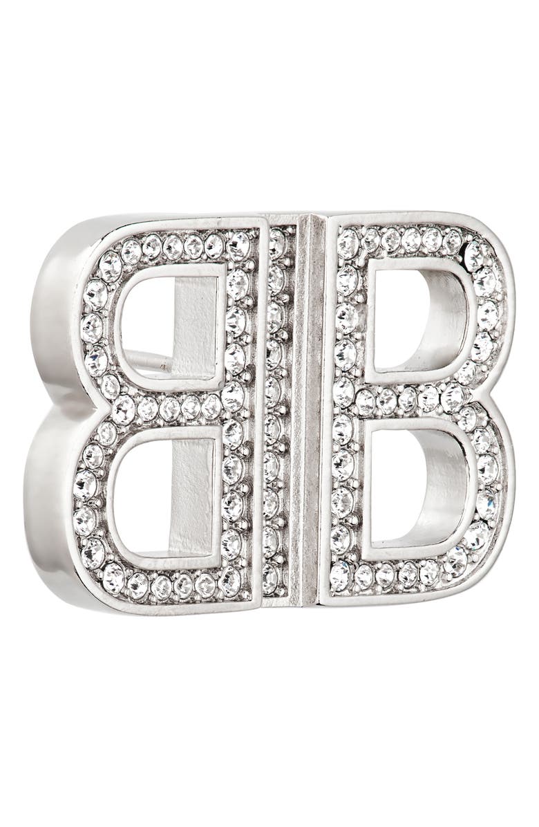 Balenciaga BB 2.0 Crystal Stud Earrings, Alternate, color, Silver/ Crystal