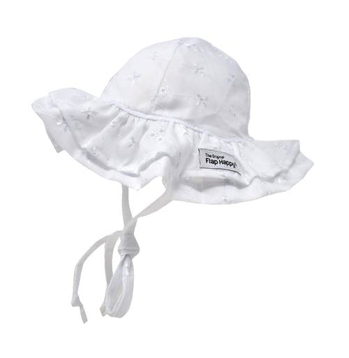 Flap Happy Baby Upf 50+ Double Ruffle Uv Blocking Sun Hat In White