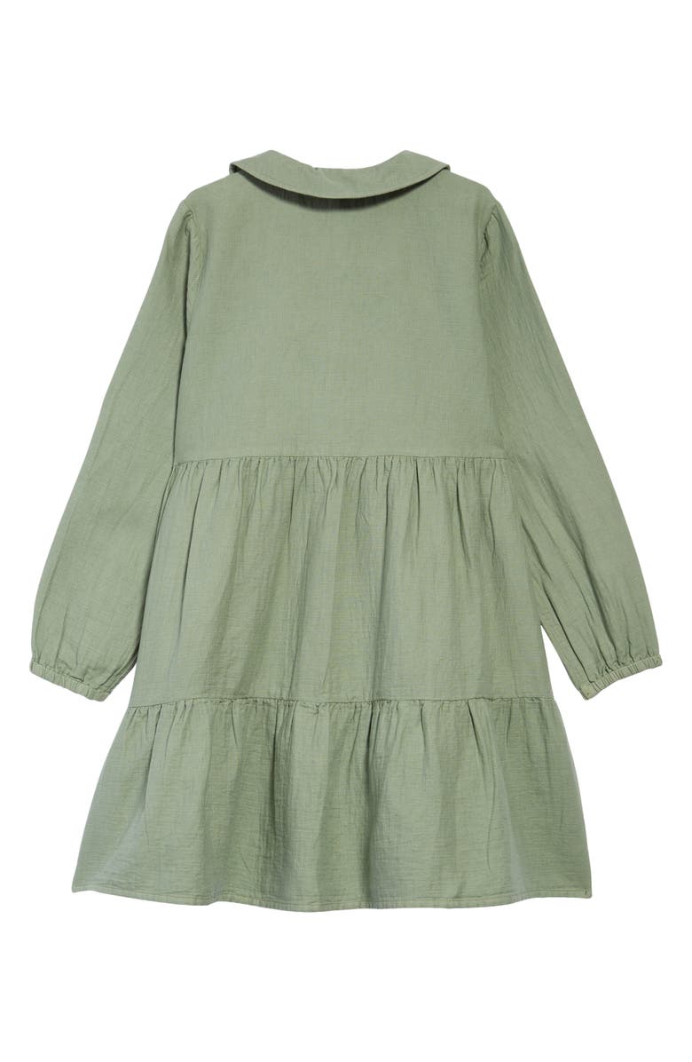 Open Edit Kids' Tiered Long Sleeve Cotton Shirt Dress, Alternate, color, 