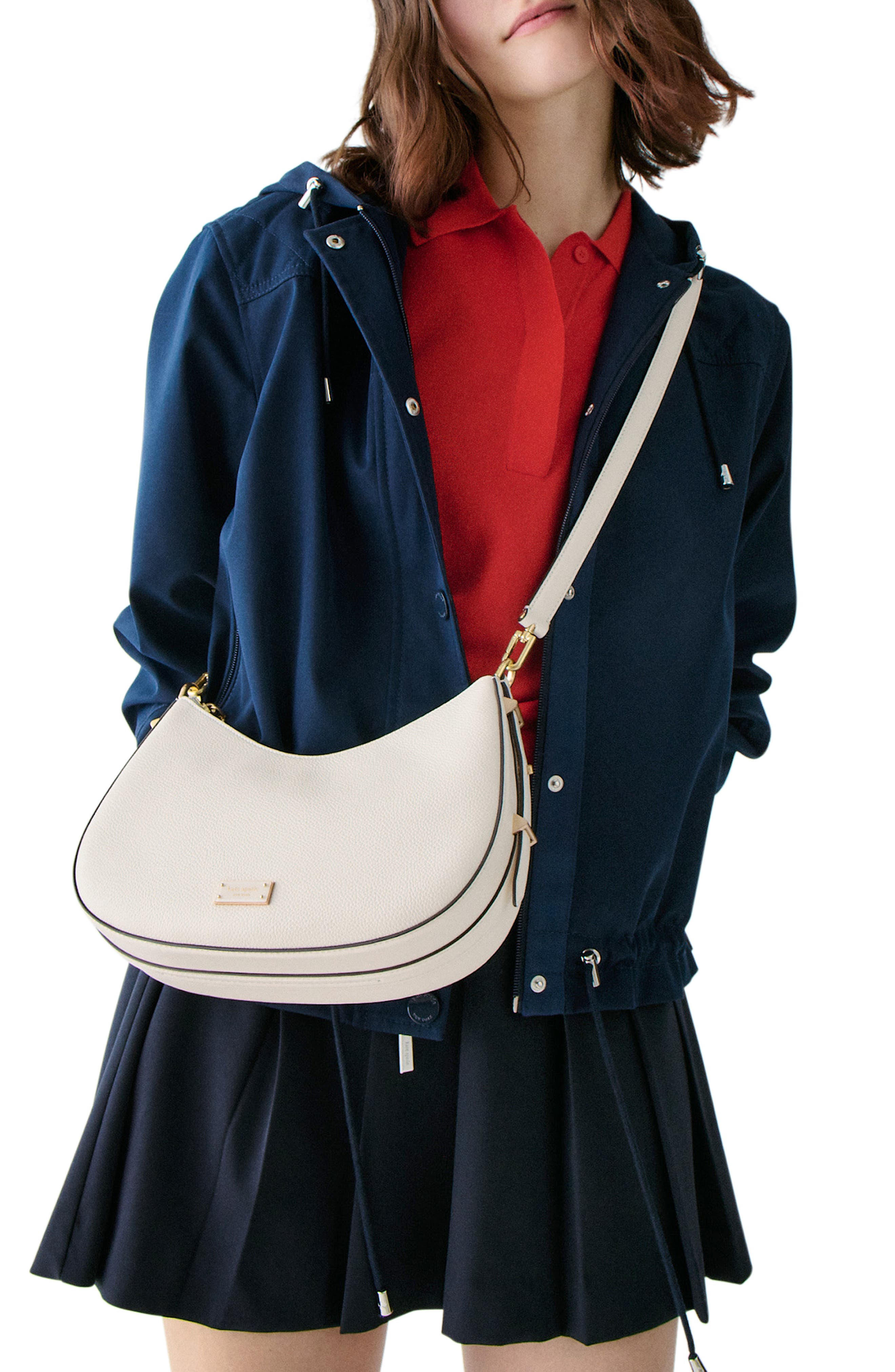 liv pebble leather convertible shoulder bag, Alternate, color, CASHEW MILK