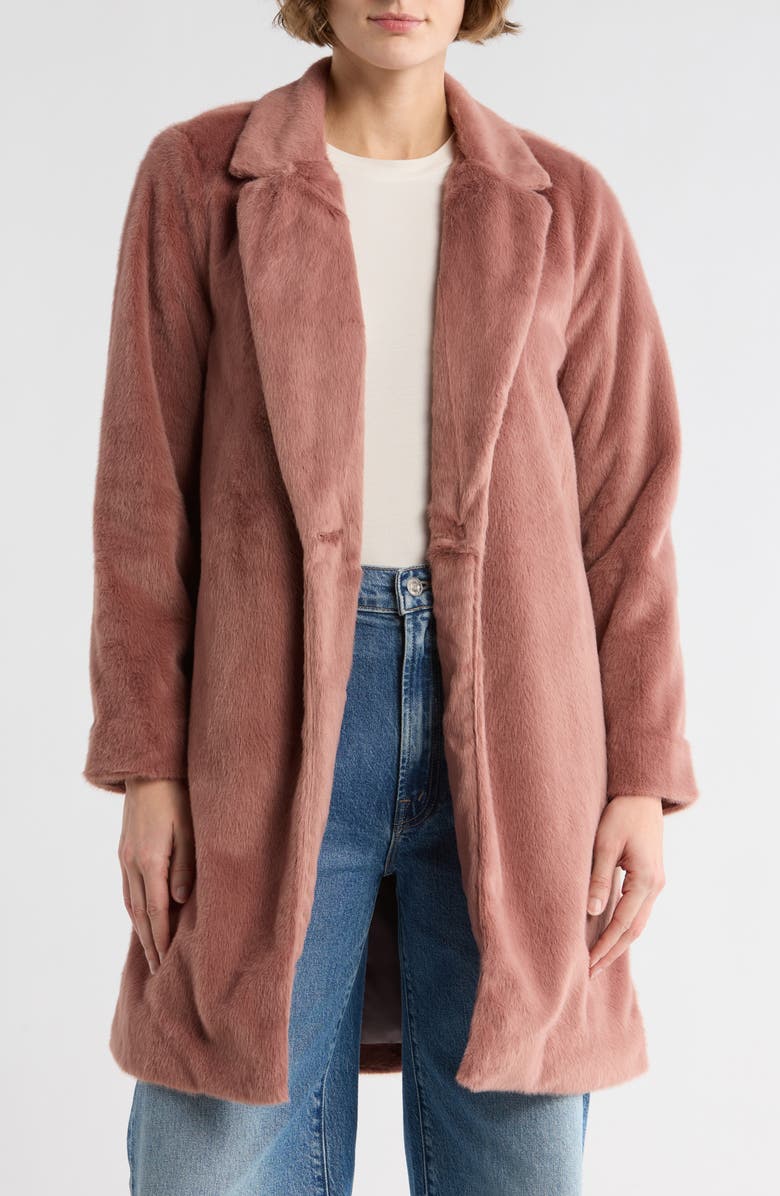 MELLODAY Faux Fur Topper, Alternate, color, Dusty Pink