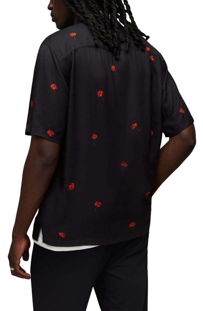AllSaints Poppies Floral Camp Shirt, Alternate, color, 