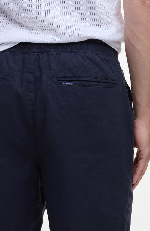 Shop Barbour Relaxed Fit Linen & Cotton Drawstring Shorts In Navy