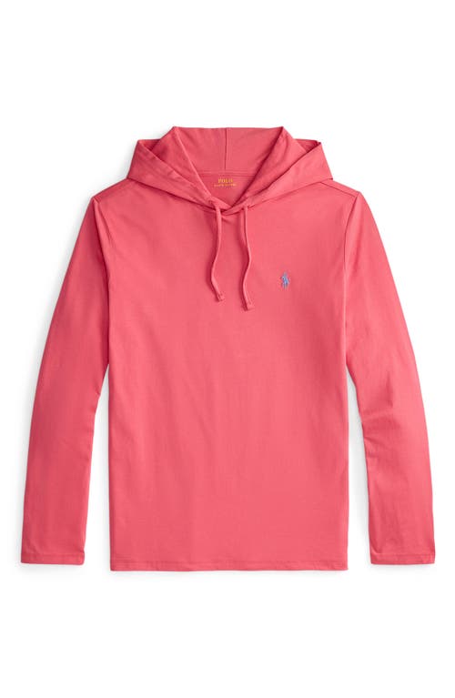 Polo Ralph Lauren Long Sleeve Cotton Jersey Hooded T-shirt In Pink