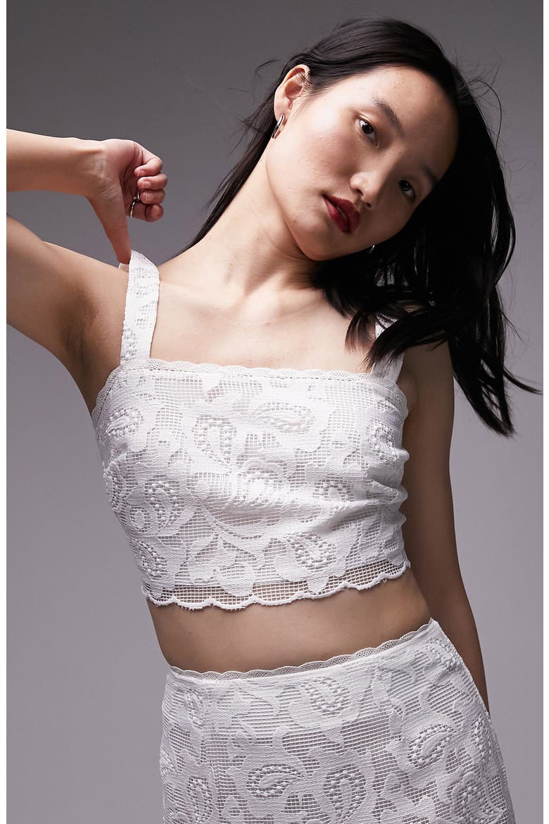 Lace Crop Top, Main, color, IVORY