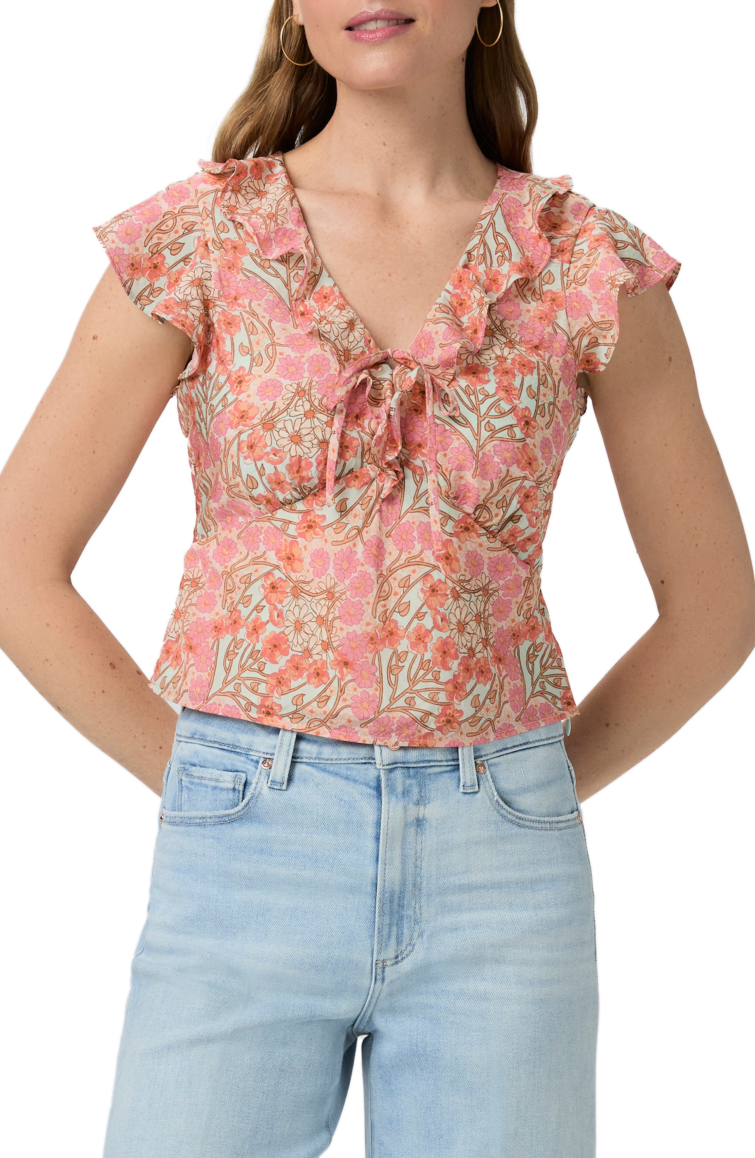 PAIGE Farrow Floral Ruffle Top