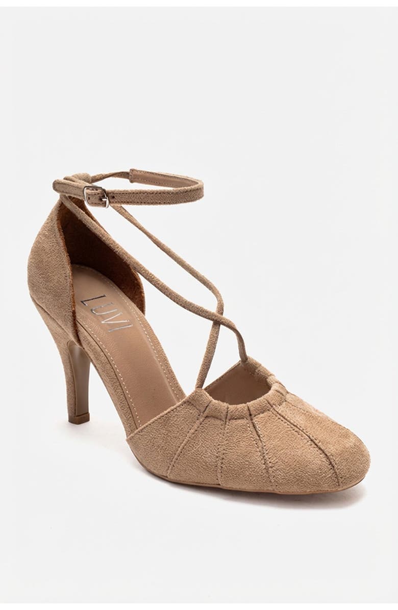 Prologue Shoes Eliza Stiletto Pump, Main, color, Beige Suede