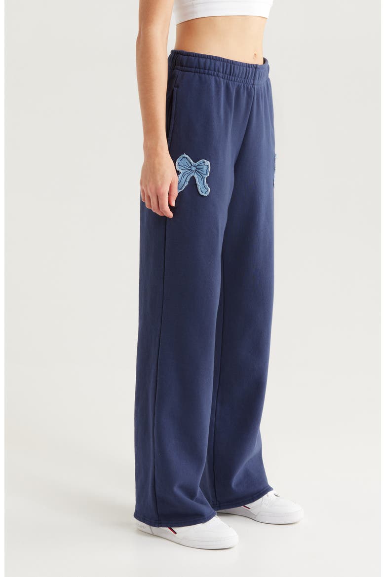 Denim Applique Baggy Sweatpants, Alternate, color, NAVY