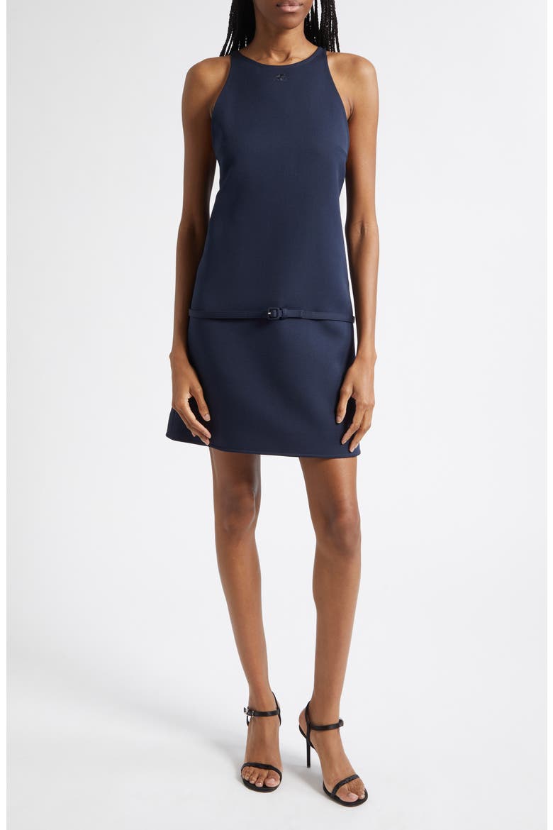 Belted Twill A-Line Minidress, Main, color, NAVY