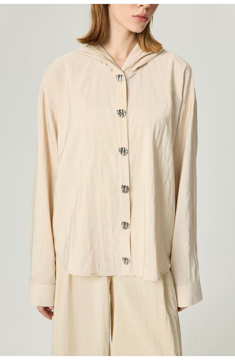 Nocturne Hooded Shirt with Snap Button Details, Alternate, color, Ivory