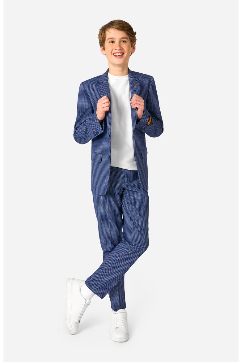 Kids' Daily Navy Houndstooth Check Stretch Suit, Main, color, BLUE