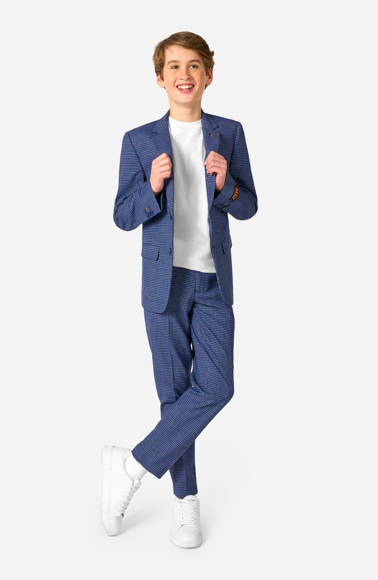 OppoSuits Kids' Daily Navy Houndstooth Check Stretch Suit, Main, color, Blue