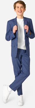 OppoSuits Kids' Daily Navy Houndstooth Check Stretch Suit