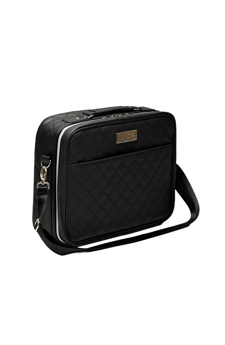 Ilios Lighting Deluxe Quilted Faux Leather Spacious Travel Makeup Case, Main, color, Black