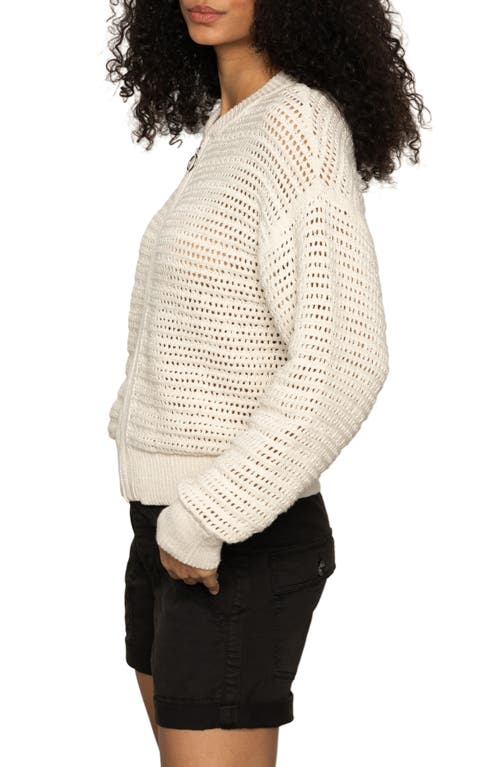 Sanctuary Open Stitch Cotton Bomber Cardigan In Chalk
