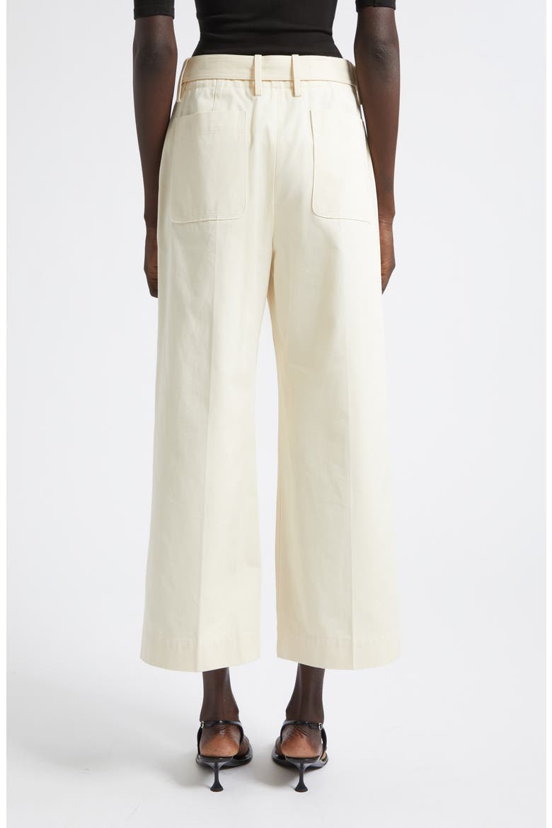 Nila Belted Cotton Drill Crop Straight Leg Pants, Alternate, color, MARZIPAN