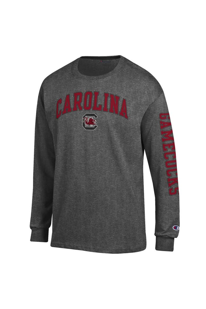 Men's Champion  Charcoal South Carolina Gamecocks Arch Over Logo 2-Hit Long Sleeve T-Shirt, Alternate, color, Charcoal