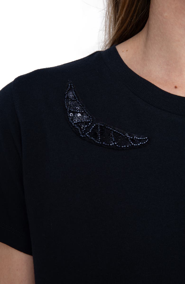 Zadig & Voltaire Beaded Wings Cotton T-Shirt, Alternate, color, 