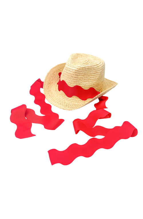 Bits & Bows Coastal Cowgirl Straw Cowboy Hat In Red