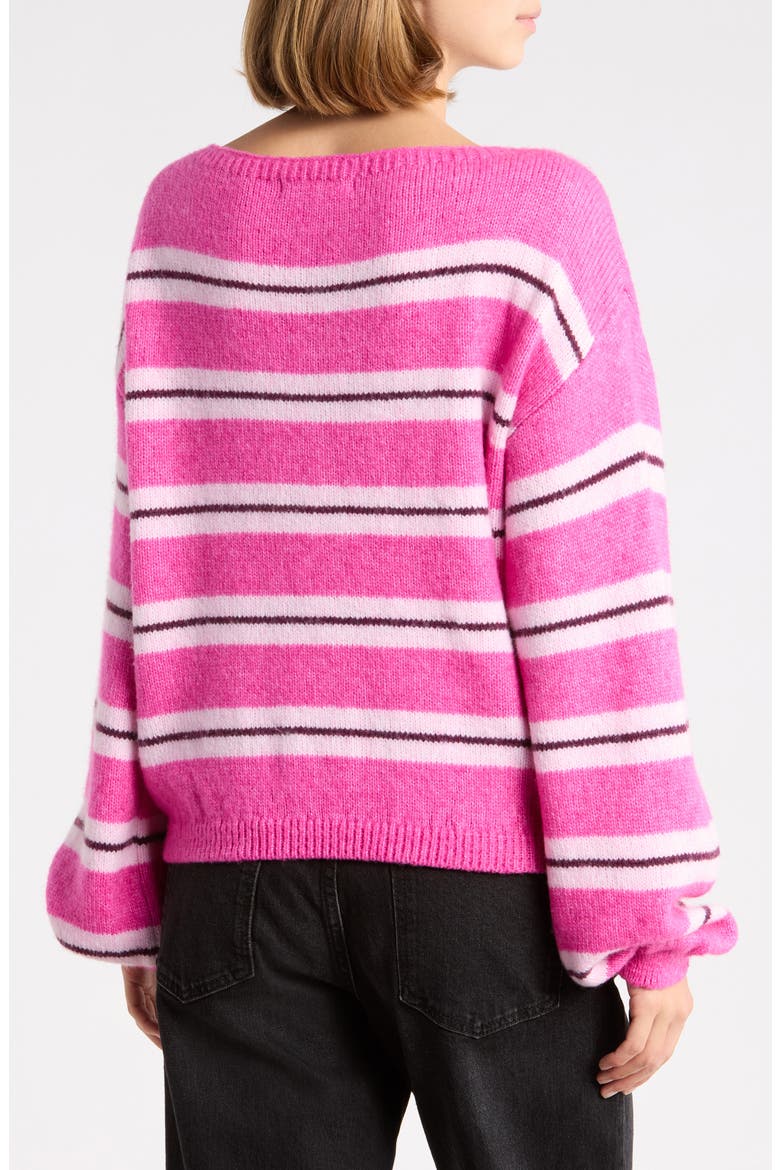 Boat Neck Balloon Sleeve Sweater, Alternate, color, PINK COMBO