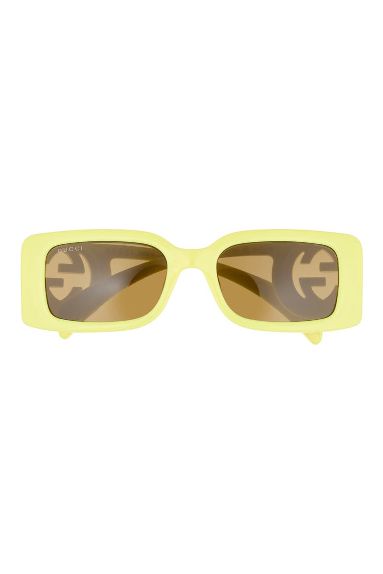 54mm Rectangular Sunglasses, Main, color, YELLOW YELLOW BROWN