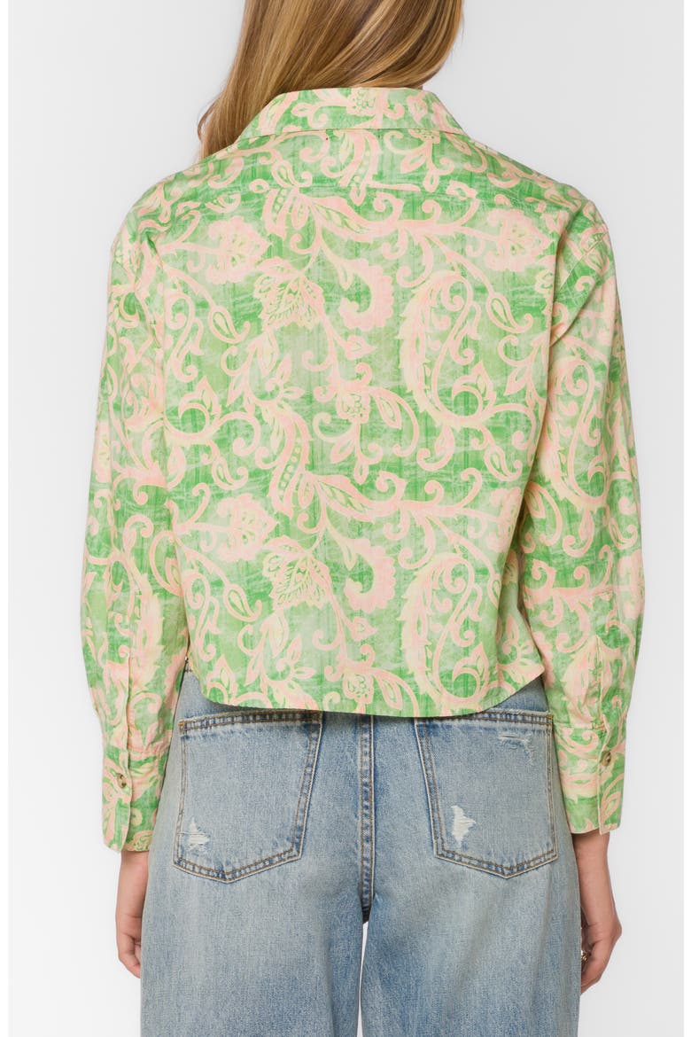 Summerlyn Drop Shoulder Boxy Crop Cotton Button-Up Shirt, Alternate, color, JACOBEAN FLORAL