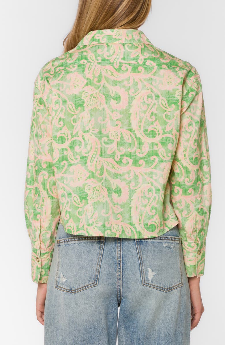 VELVET HEART Summerlyn Drop Shoulder Boxy Crop Cotton Button-Up Shirt, Alternate, color, Jacobean Floral