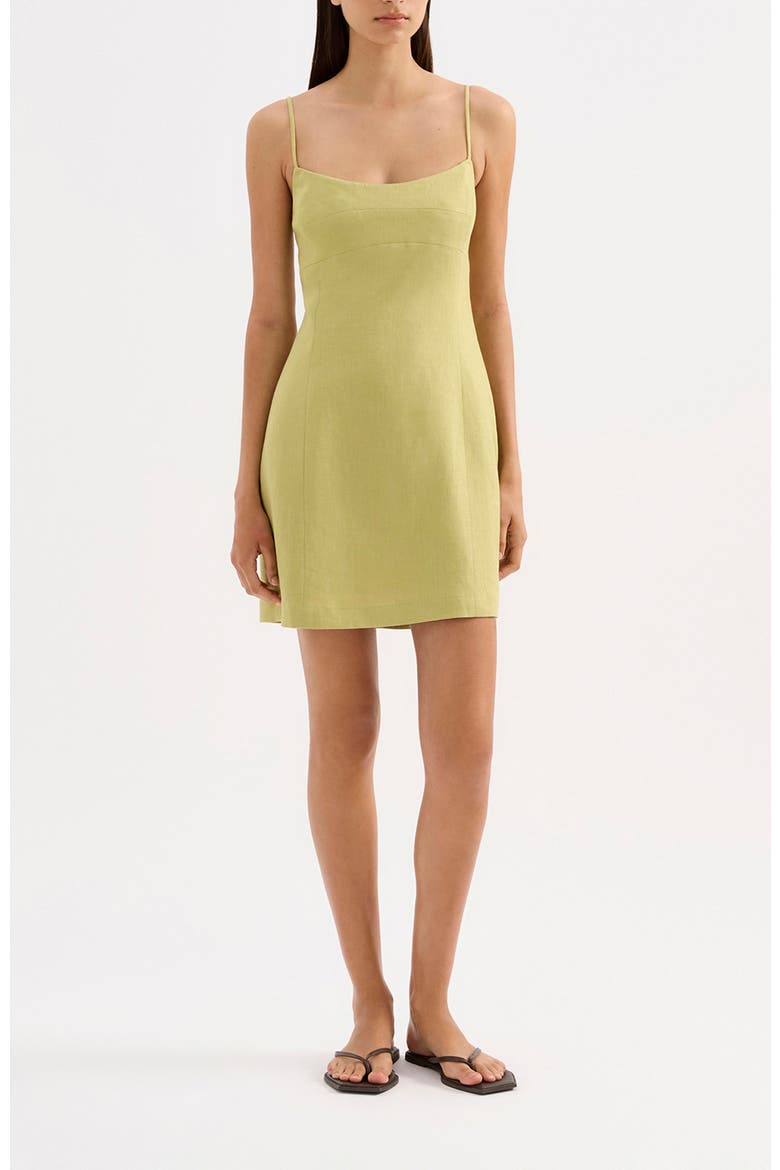 Carmela Linen Mini Dress, Main, color, Kiwi