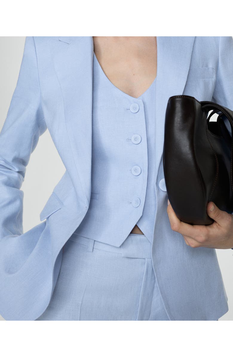 MANGO Linen Suit Vest, Alternate, color, Sky Blue