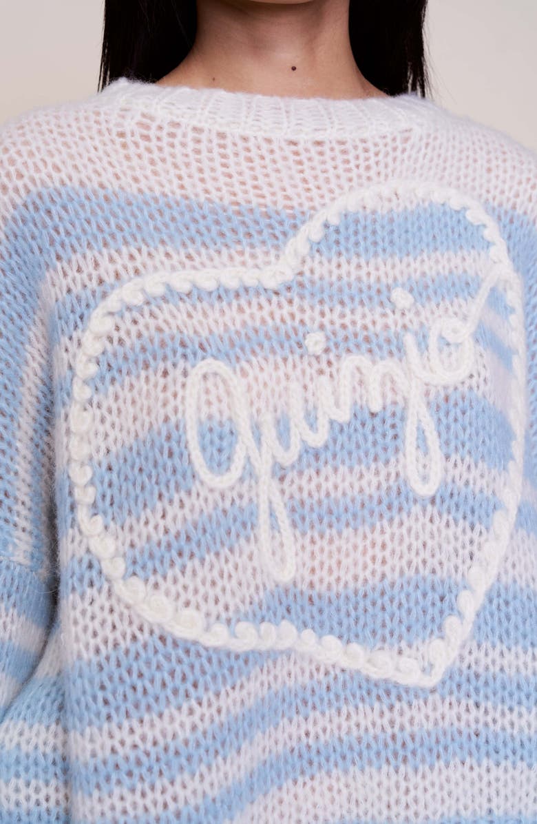 Guizio Mohair Alpaca Blend Heart Sweater, Alternate, color, Blue And White Stripes