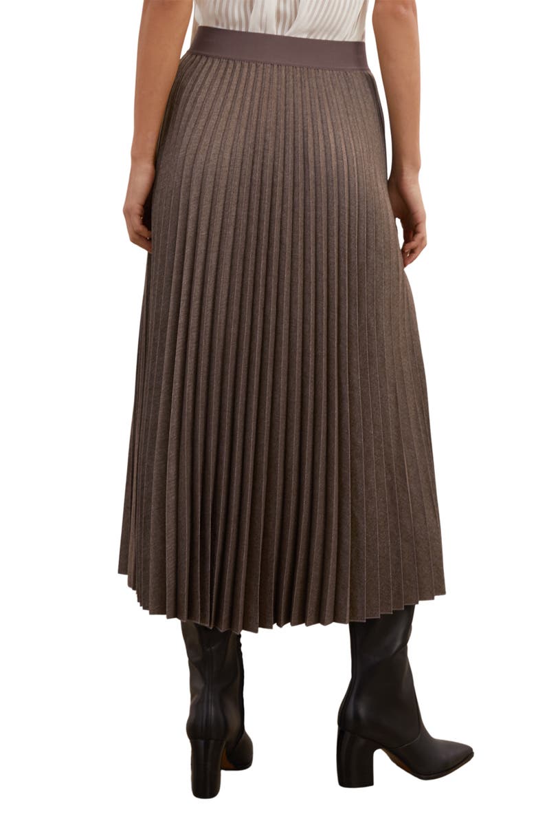 Reiss Kember High Waist Pleated Midi Skirt, Alternate, color, Mocha Brown