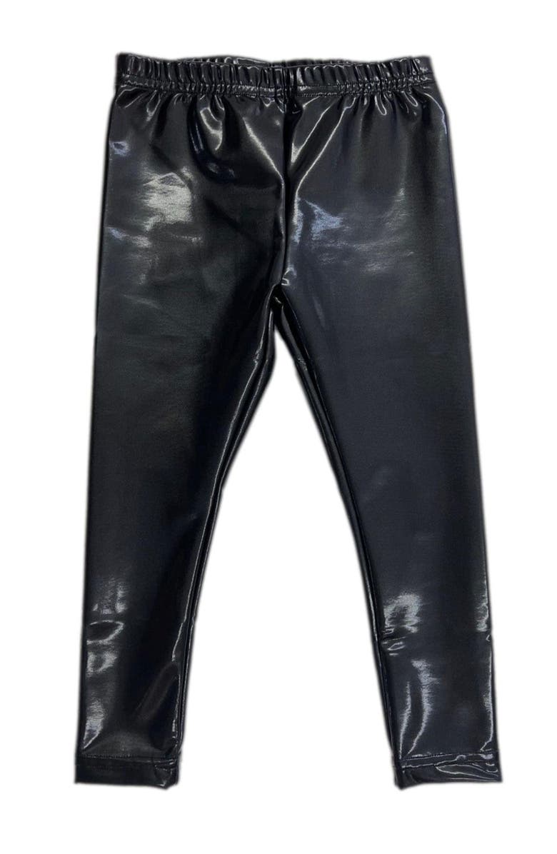 Petite Maison Kids Vegan Liquid Leather Leggings, Main, color, Black