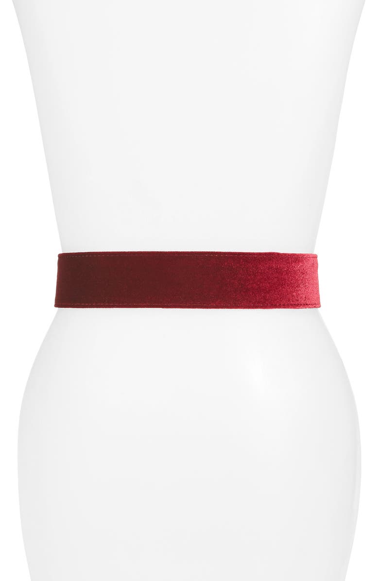 Rachel Parcell Oval Buckle Velvet Belt, Alternate, color,