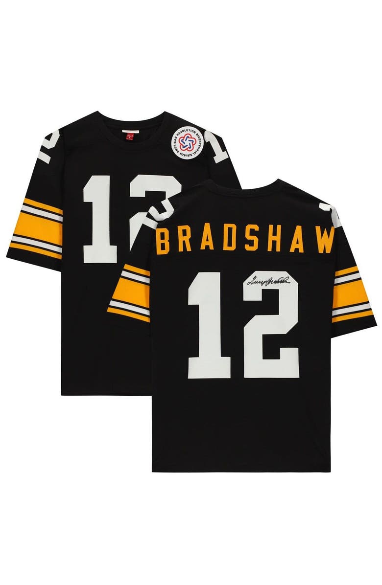 FANATICS AUTHENTIC Terry Bradshaw Pittsburgh Steelers Autographed Black Mitchell & Ness Authentic Jersey, Main, color, 