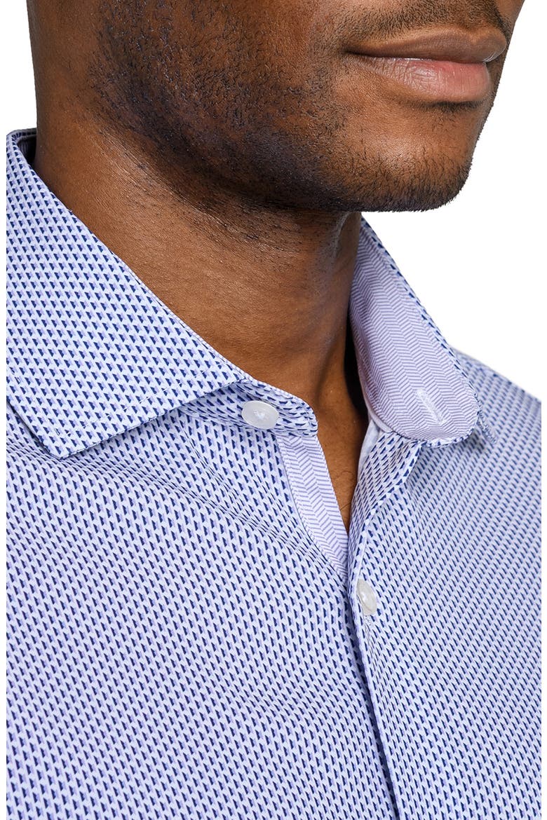 Slim Fit Tile Print Performance Dress Shirt, Alternate, color, WHITE/ PURPLE