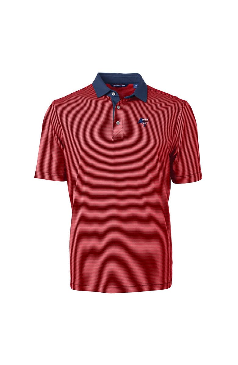 Cutter & Buck Men's Cutter & Buck Red/Navy Tampa Bay Buccaneers Virtue Eco Pique Micro Stripe Recycled Polo, Alternate, color, 